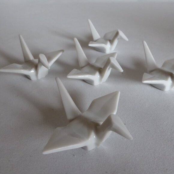 JAPANESE PORCELAIN ORIGAMI CRANE CHOPSTICK RESTS HOLDER STAND (NEW) SET OF 5 - Picture 11 of 11